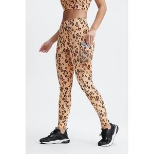 NEW WHITE LABEL leopard leggings w/pockets in yellow